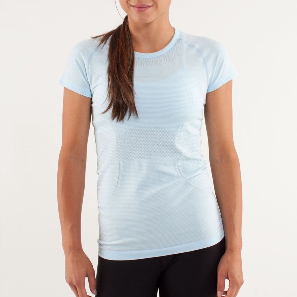 Lululemon Run Swiftly Tech Short Sleeve Stretchy Caspian Blue Workout Gym Tee